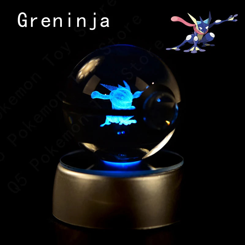 3D Crystal Ball LED Night Light – Pikachu, Mewtwo & More