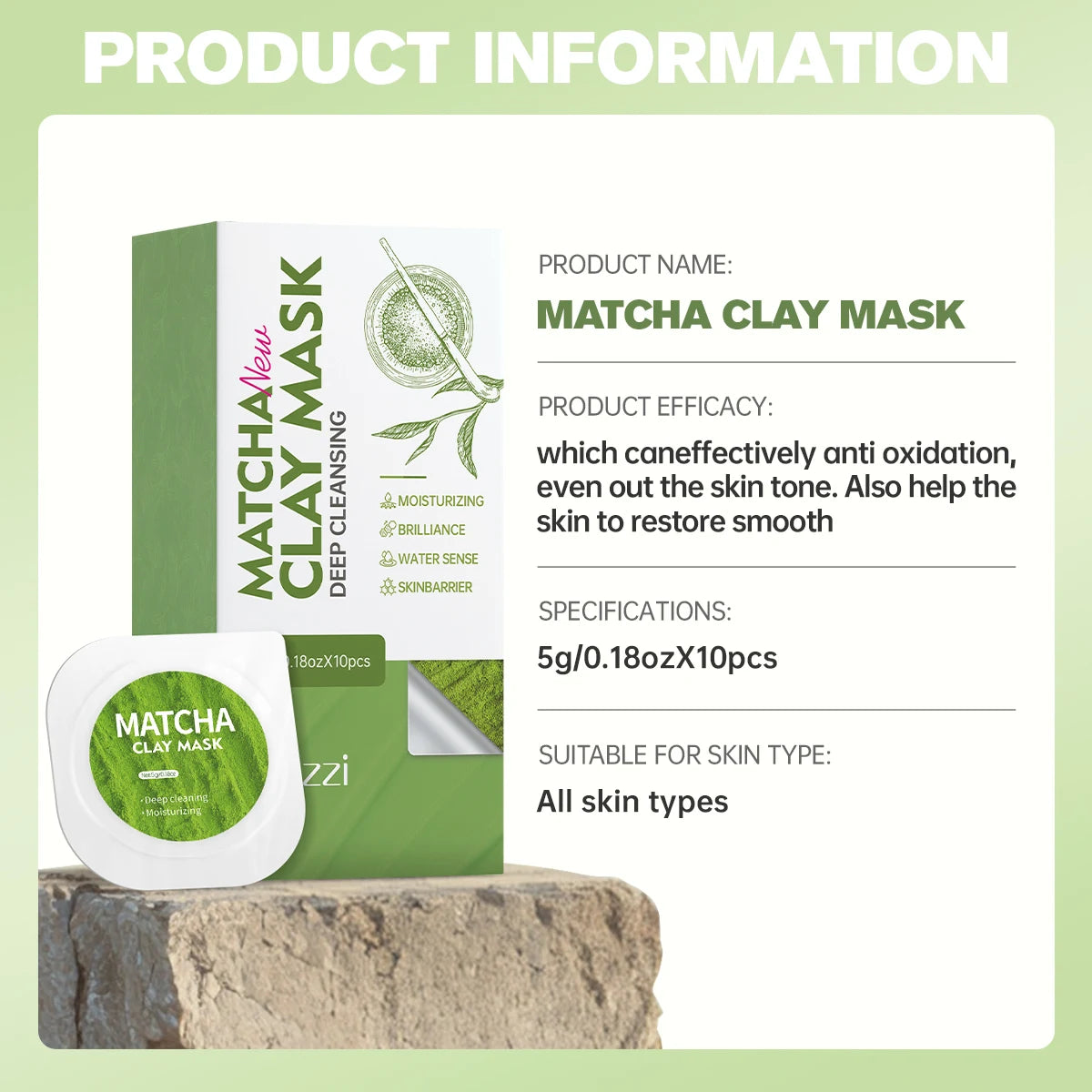 ORFAOM Matcha Clay Face Mask – Deep Cleansing & Oil Control