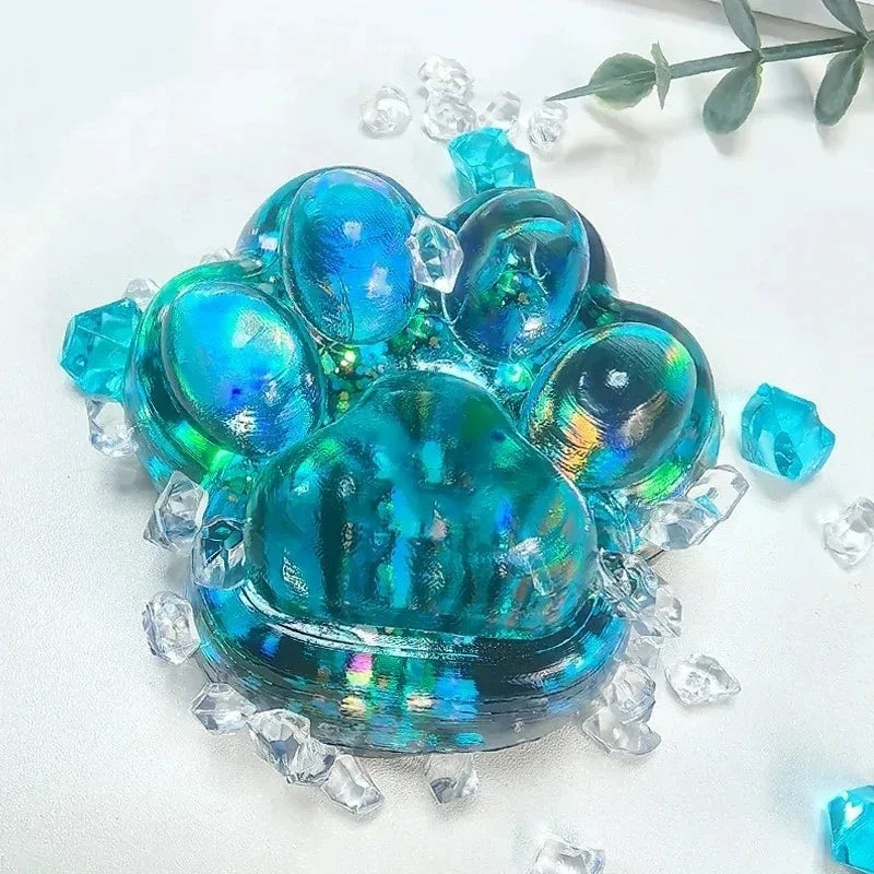 Glitter Paw Squishy – Kawaii Cat Paw Stress Relief Toy
