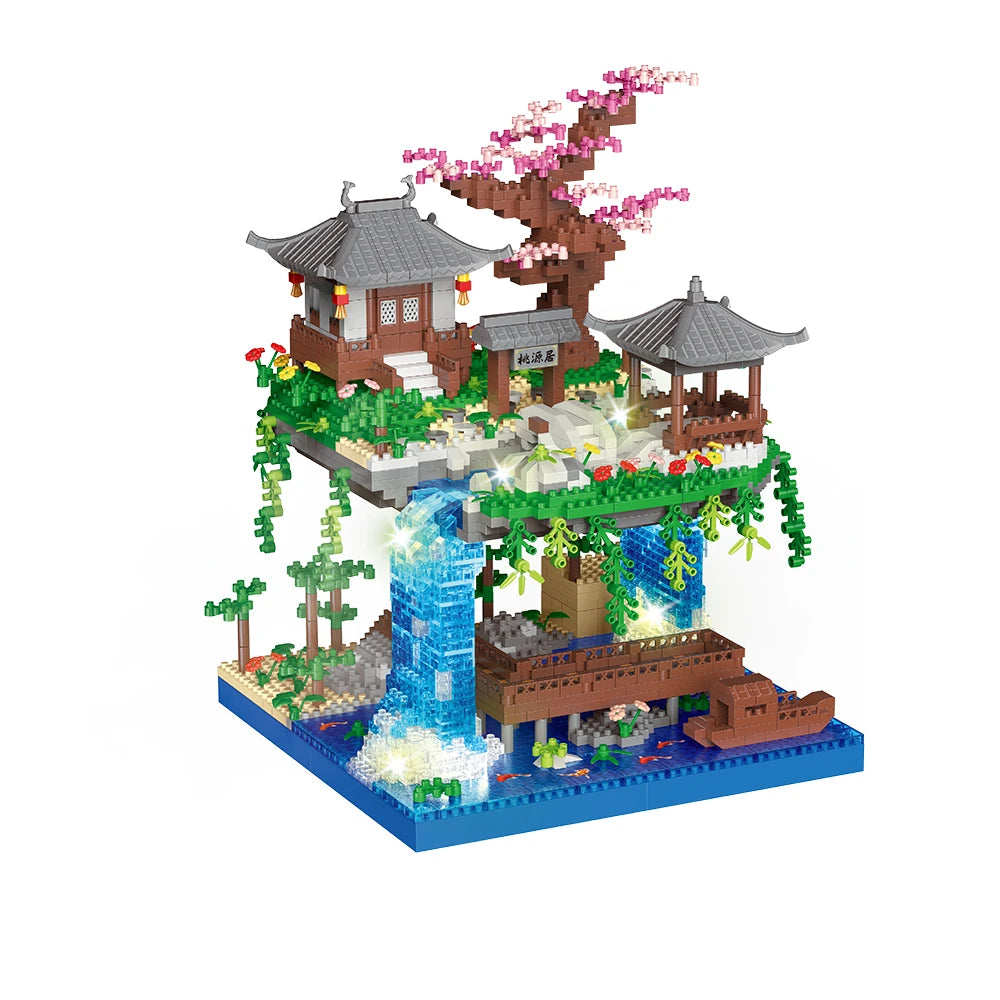 LED Cherry Blossom Garden Building Block Set – Japanese Mini Landscape Model