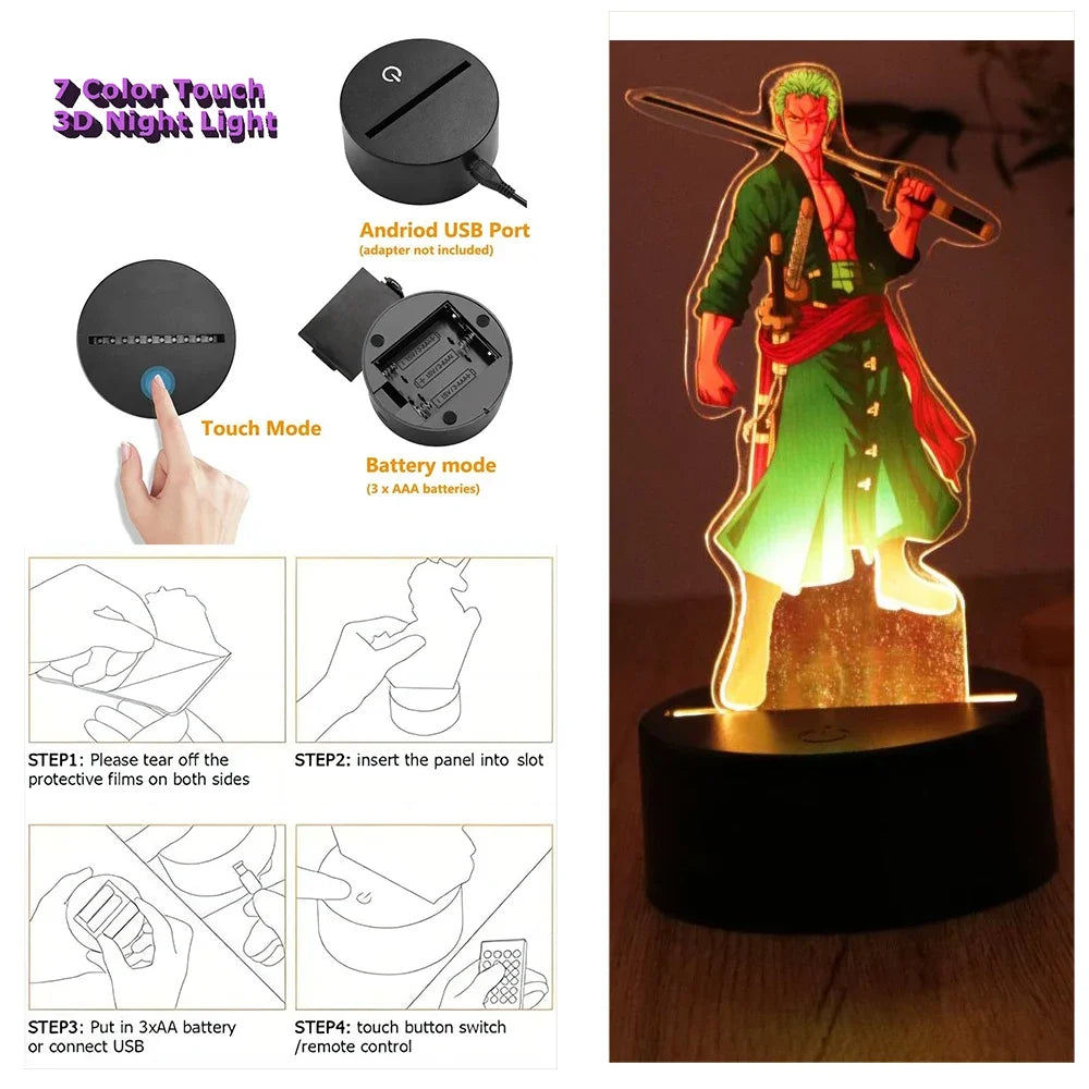 One Piece 3D LED Anime Night Light