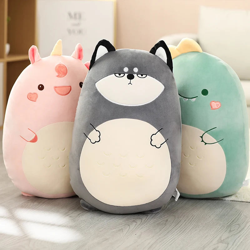 Kawaii Animal Plush Pillow – Giant Soft Dinosaur, Bunny & Hamster Stuffed Toy