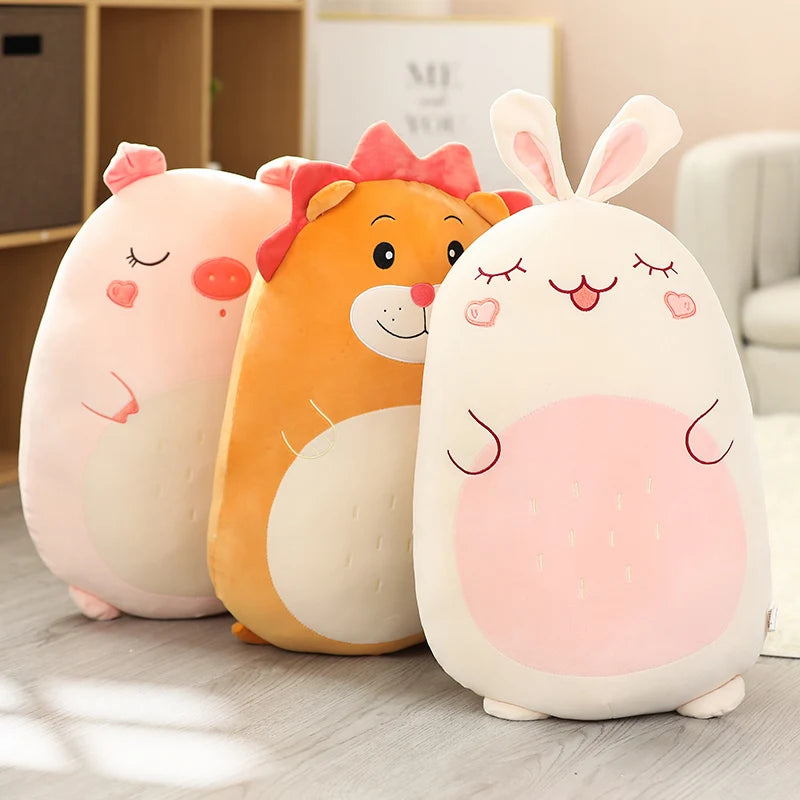 Kawaii Animal Plush Pillow – Giant Soft Dinosaur, Bunny & Hamster Stuffed Toy