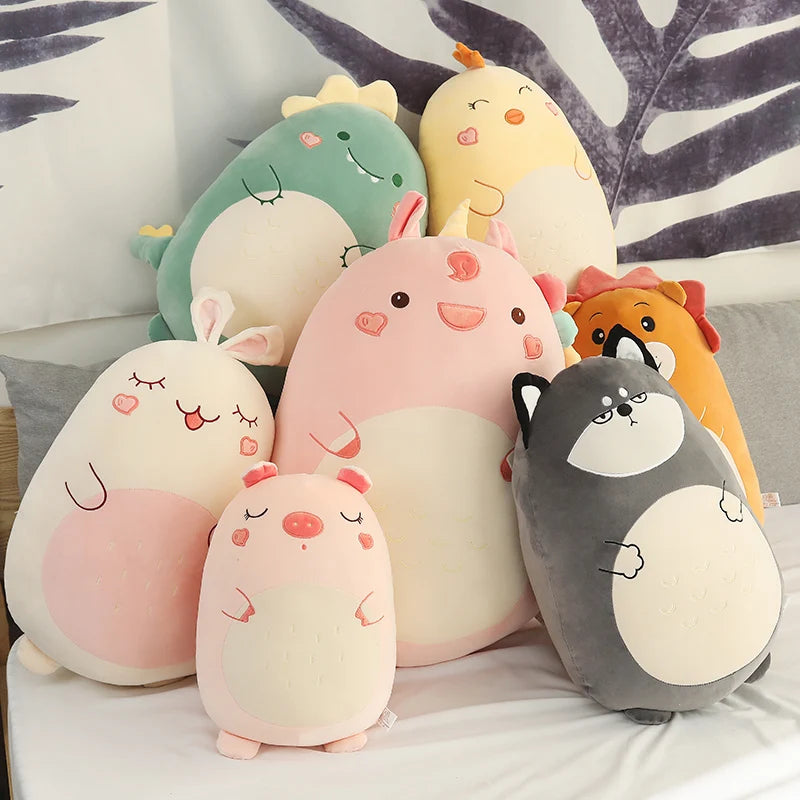Kawaii Animal Plush Pillow – Giant Soft Dinosaur, Bunny & Hamster Stuffed Toy