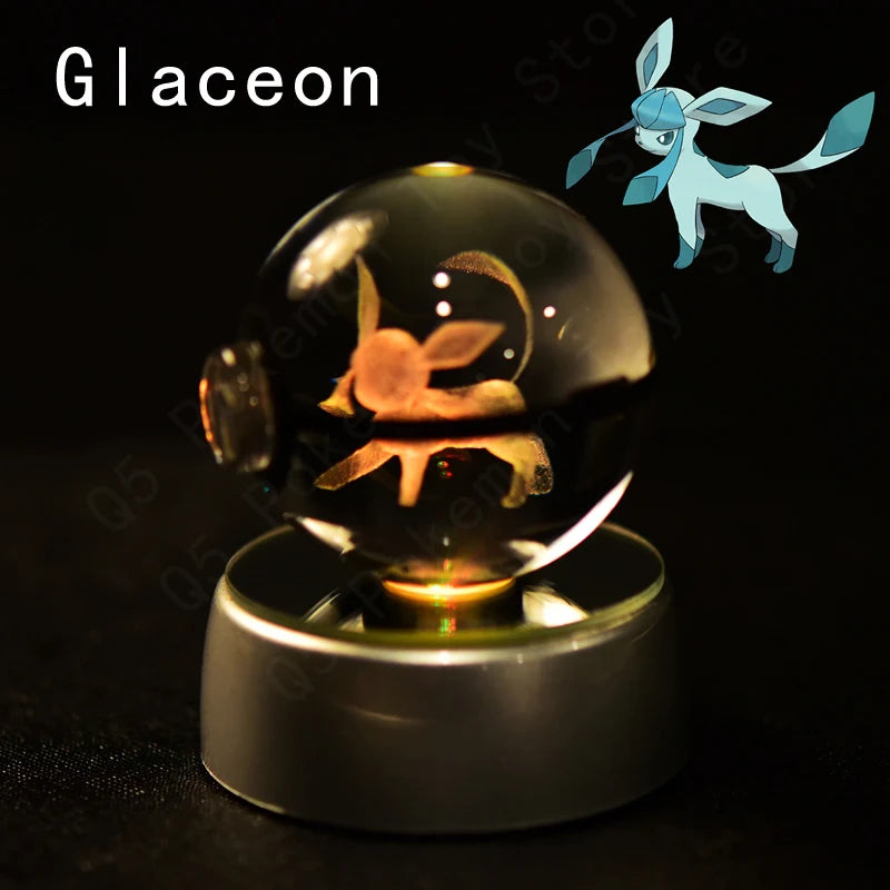 3D Crystal Ball LED Night Light – Pikachu, Mewtwo & More