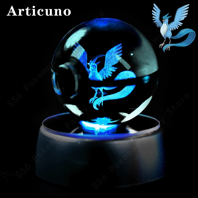 3D Crystal Ball LED Night Light – Pikachu, Mewtwo & More