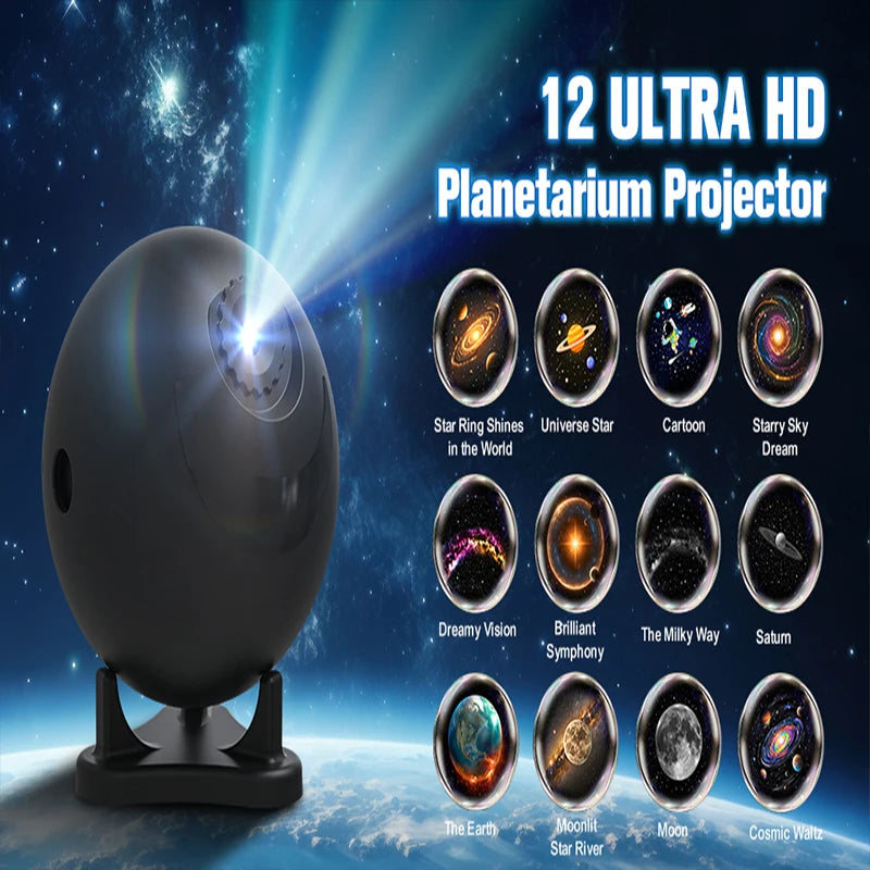 Galaxy Planetarium Projector – 12 Disc Night Light with Remote