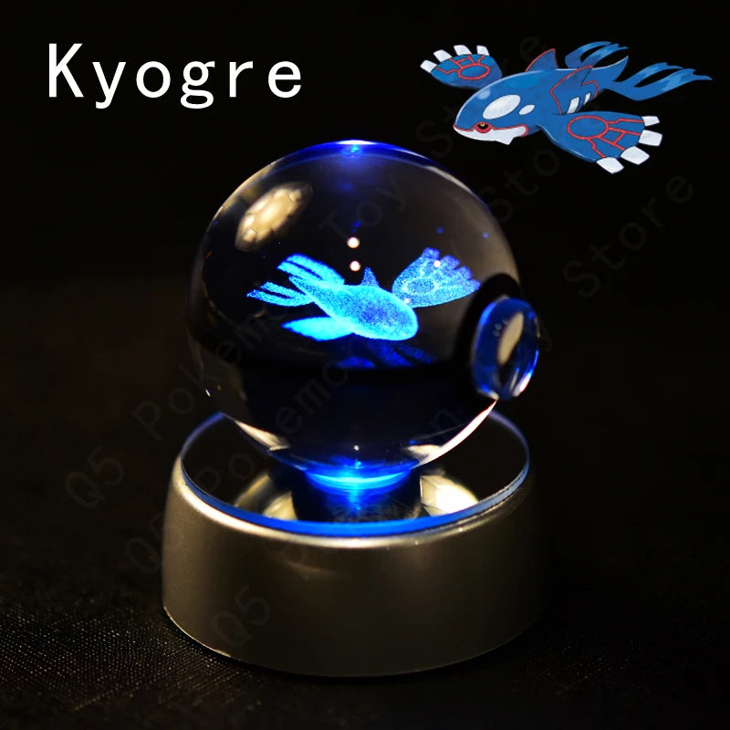 3D Crystal Ball LED Night Light – Pikachu, Mewtwo & More