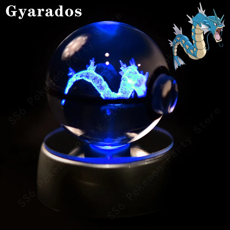 3D Crystal Ball LED Night Light – Pikachu, Mewtwo & More
