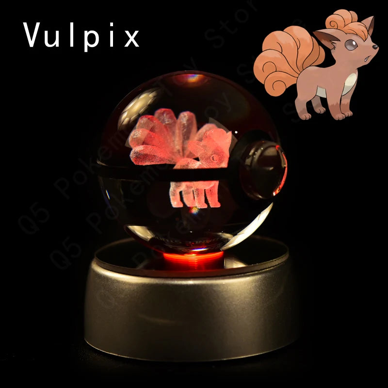 3D Crystal Ball LED Night Light – Pikachu, Mewtwo & More