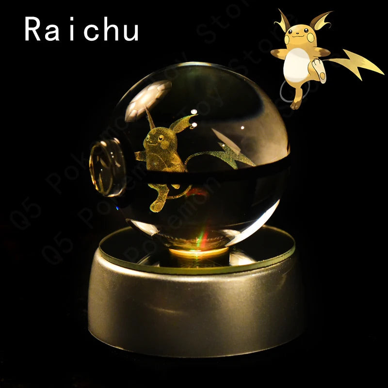 3D Crystal Ball LED Night Light – Pikachu, Mewtwo & More