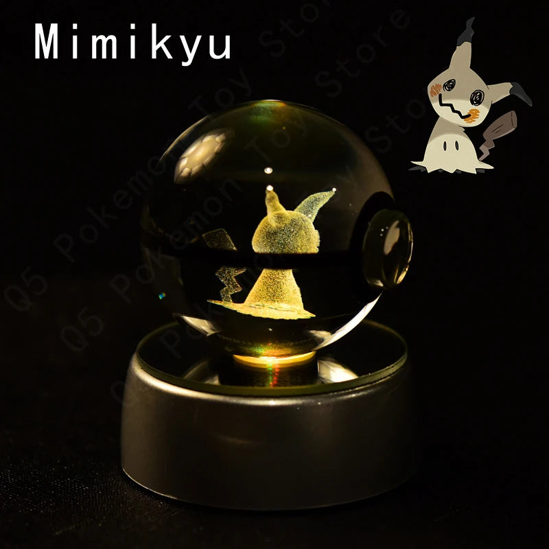 3D Crystal Ball LED Night Light – Pikachu, Mewtwo & More