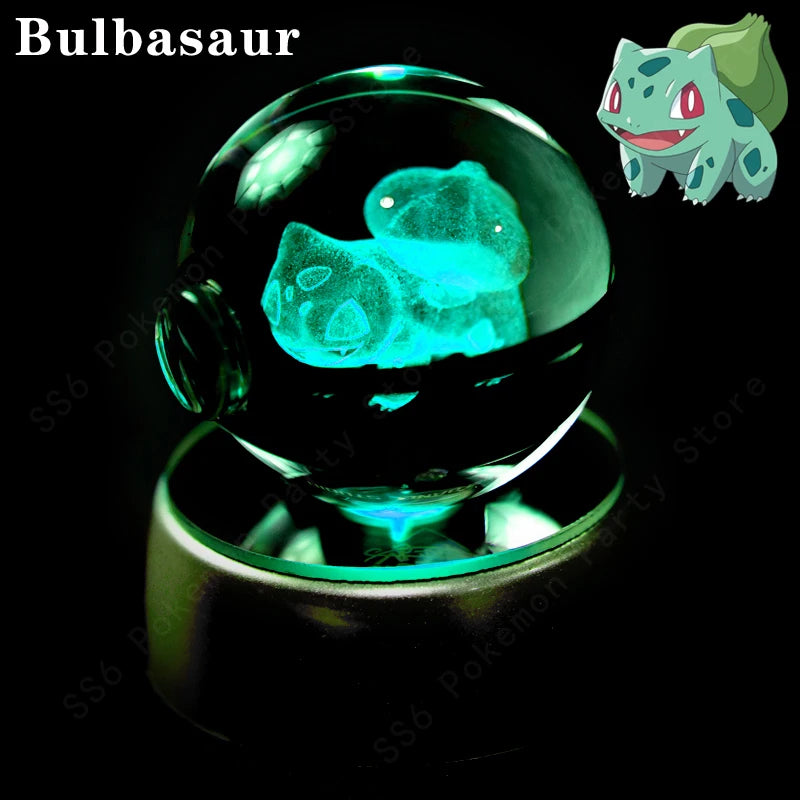 3D Crystal Ball LED Night Light – Pikachu, Mewtwo & More