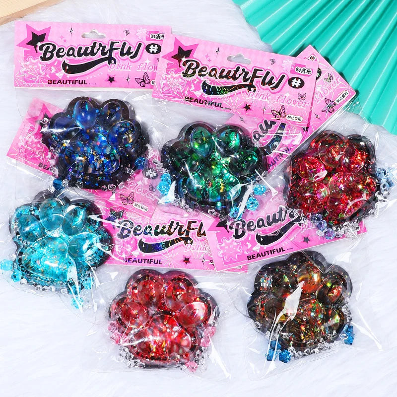 Glitter Paw Squishy – Kawaii Cat Paw Stress Relief Toy