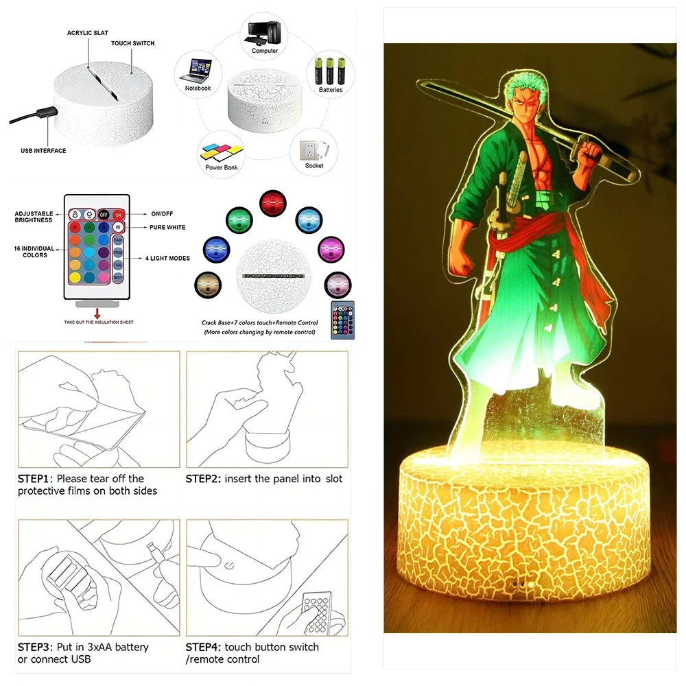 One Piece 3D LED Anime Night Light