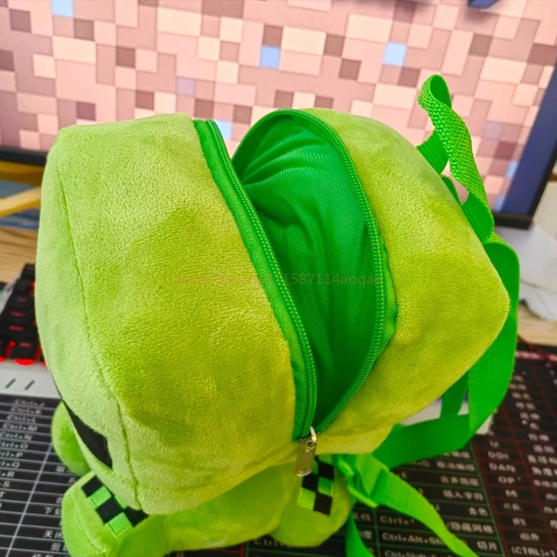 Minecraft Creeper Plush Backpack – Soft Gaming School Bag