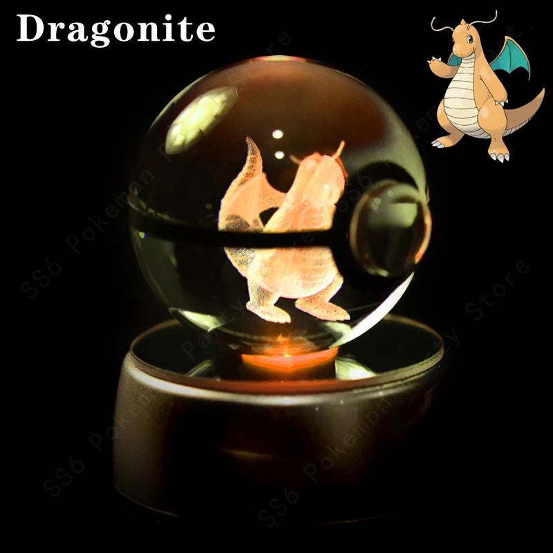 3D Crystal Ball LED Night Light – Pikachu, Mewtwo & More