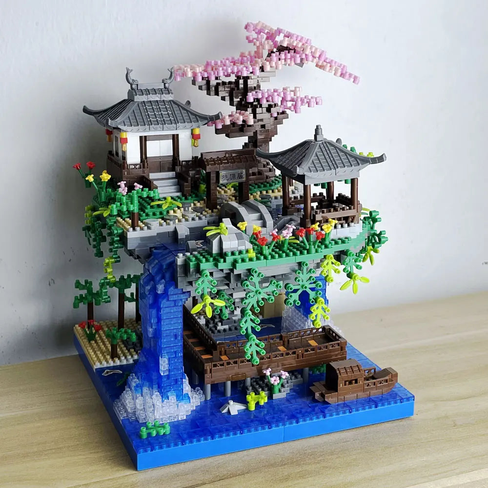 LED Cherry Blossom Garden Building Block Set – Japanese Mini Landscape Model