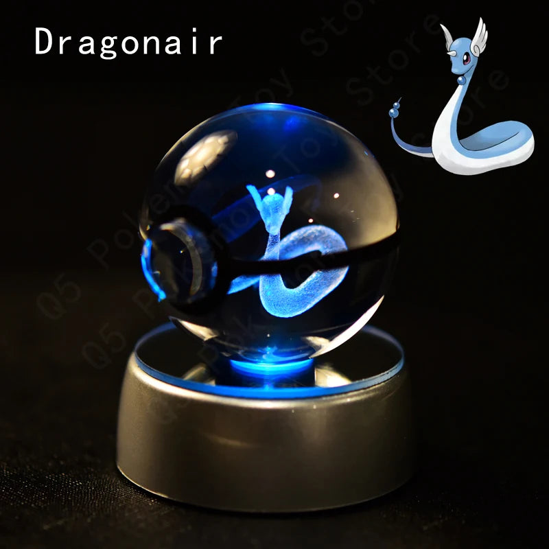 3D Crystal Ball LED Night Light – Pikachu, Mewtwo & More