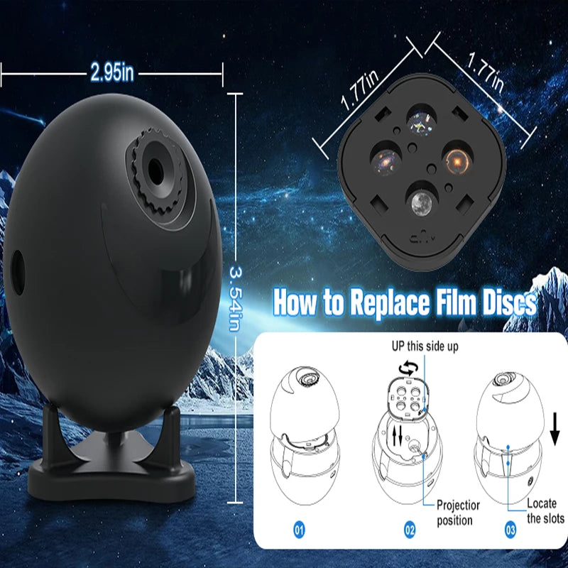 Galaxy Planetarium Projector – 12 Disc Night Light with Remote