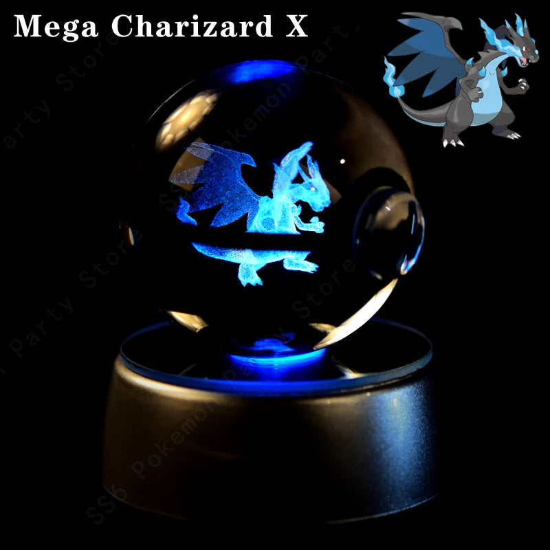 3D Crystal Ball LED Night Light – Pikachu, Mewtwo & More