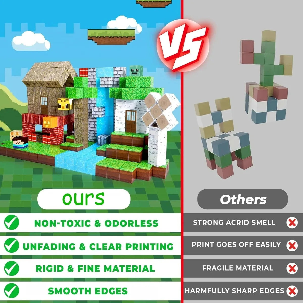Minecraft Magnetic Building Blocks Set – Creative STEM Construction Toy