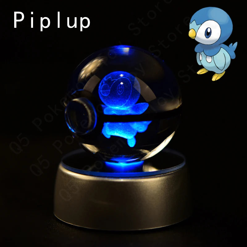 3D Crystal Ball LED Night Light – Pikachu, Mewtwo & More