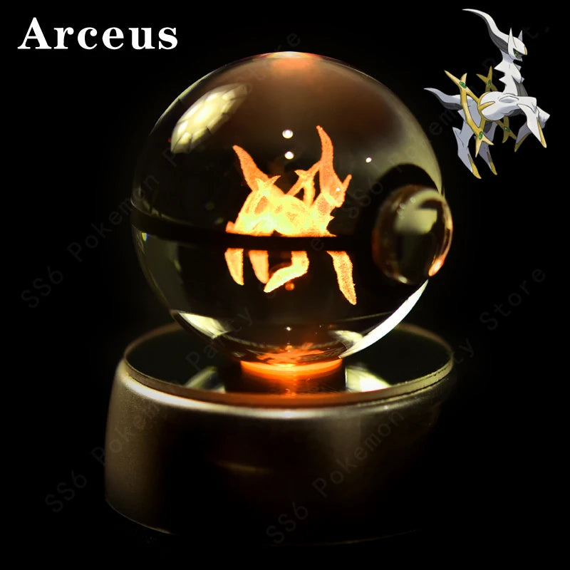 3D Crystal Ball LED Night Light – Pikachu, Mewtwo & More