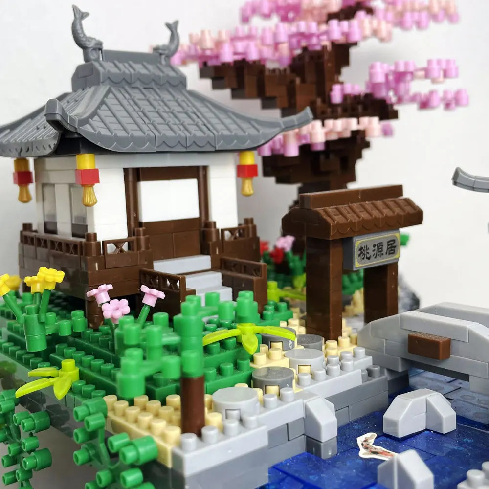 LED Cherry Blossom Garden Building Block Set – Japanese Mini Landscape Model