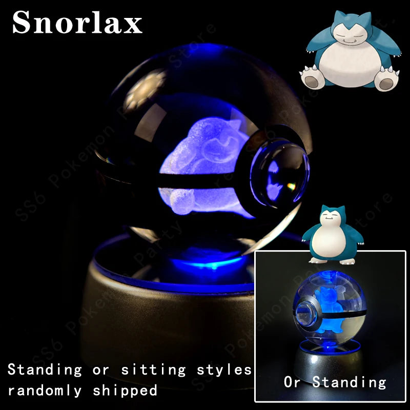 3D Crystal Ball LED Night Light – Pikachu, Mewtwo & More