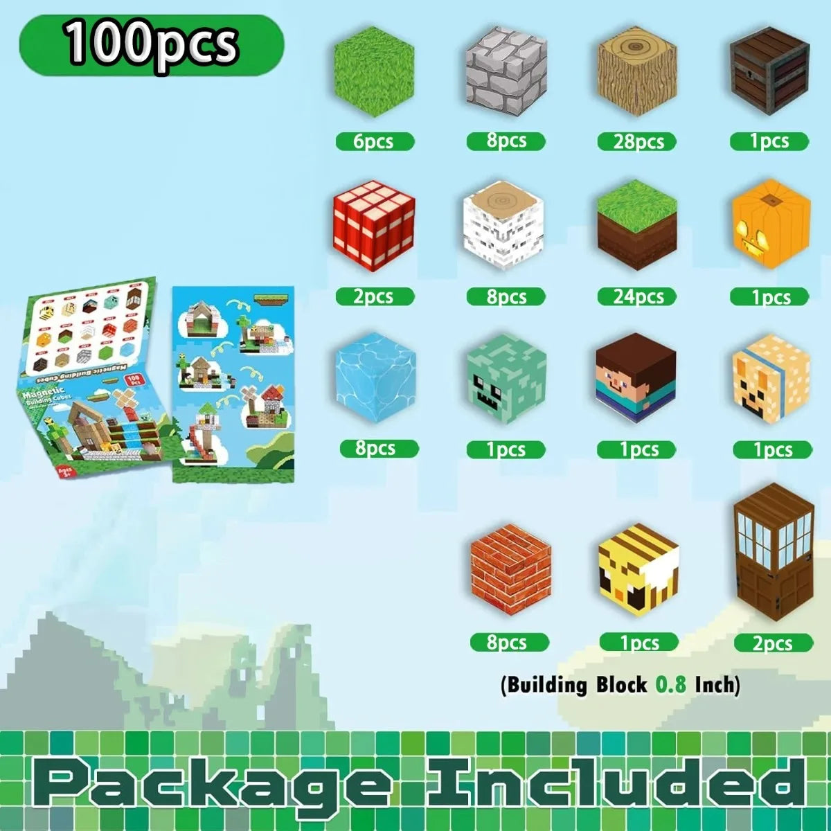 Minecraft Magnetic Building Blocks Set – Creative STEM Construction Toy
