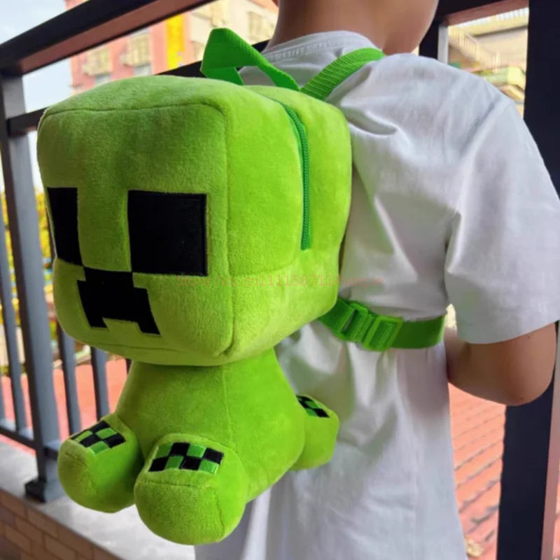 Minecraft Creeper Plush Backpack – Soft Gaming School Bag