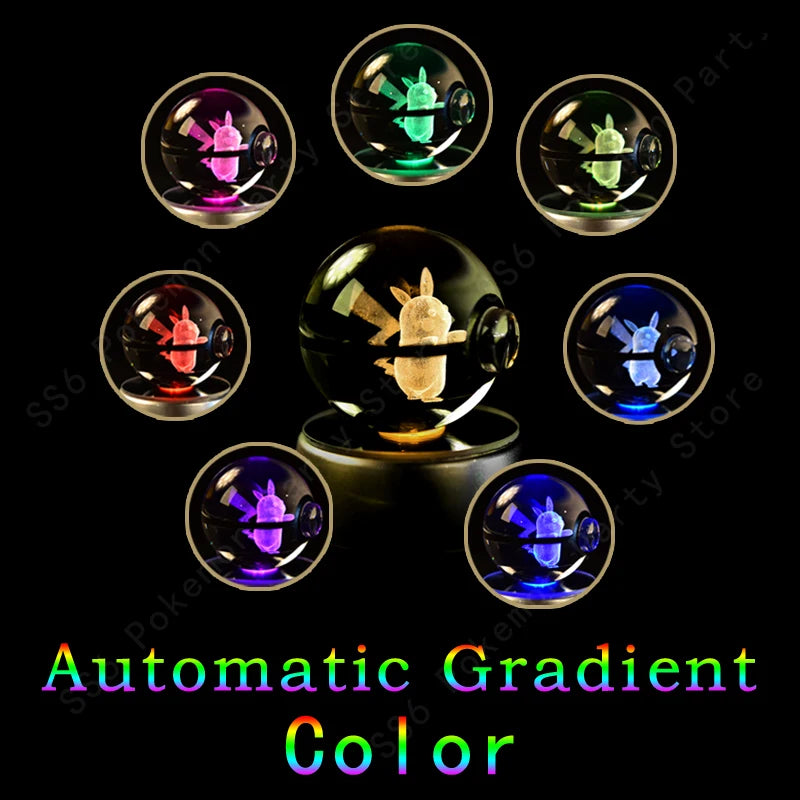 3D Crystal Ball LED Night Light – Pikachu, Mewtwo & More