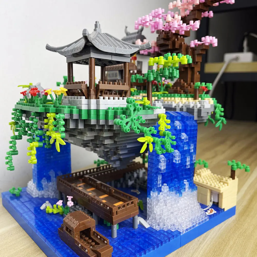 LED Cherry Blossom Garden Building Block Set – Japanese Mini Landscape Model