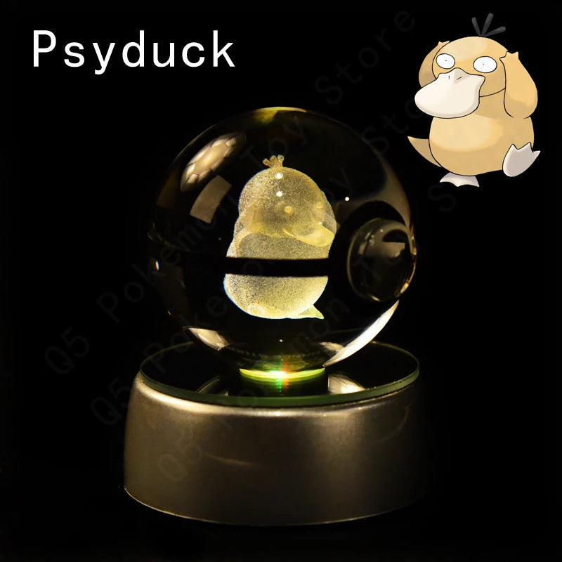 3D Crystal Ball LED Night Light – Pikachu, Mewtwo & More