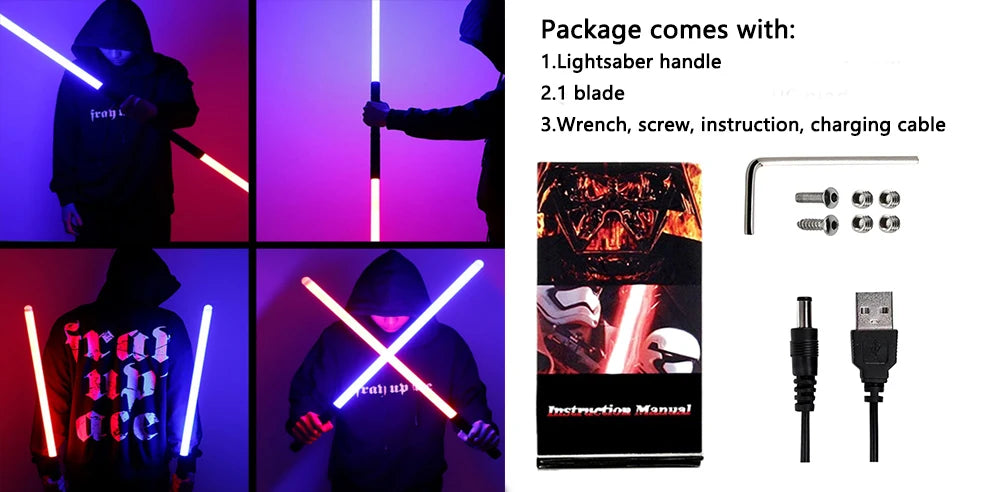 RGB Lightsaber Toy – Rechargeable Metal Hilt Light Sword