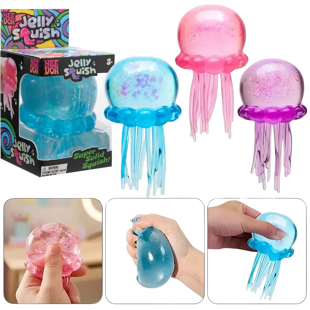 NeeDoh Jellyfish & Cube Squishy Set – Colorful Stress Relief Fidget Toy