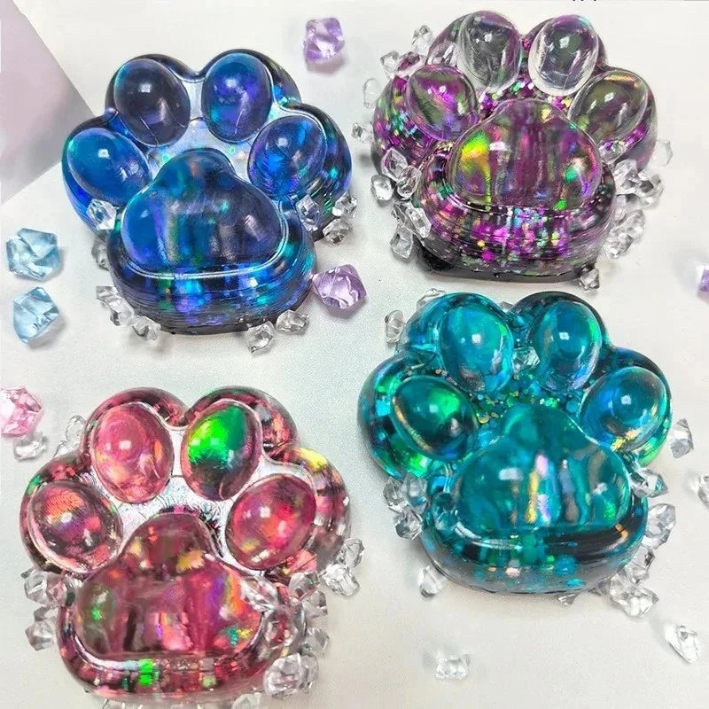Glitter Paw Squishy – Kawaii Cat Paw Stress Relief Toy