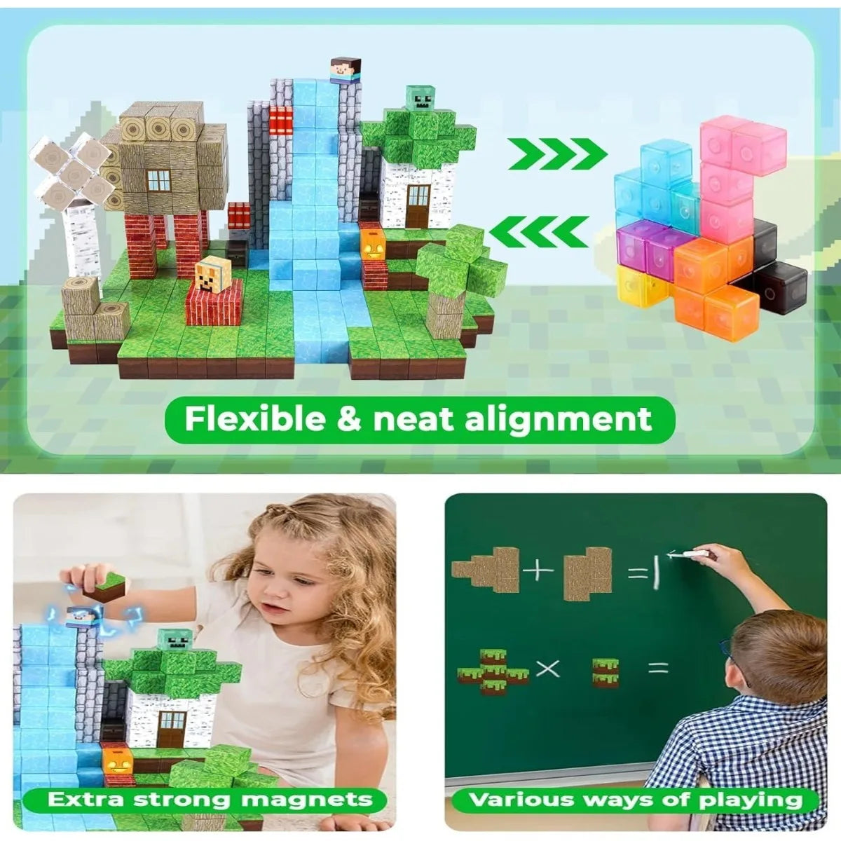 Minecraft Magnetic Building Blocks Set – Creative STEM Construction Toy