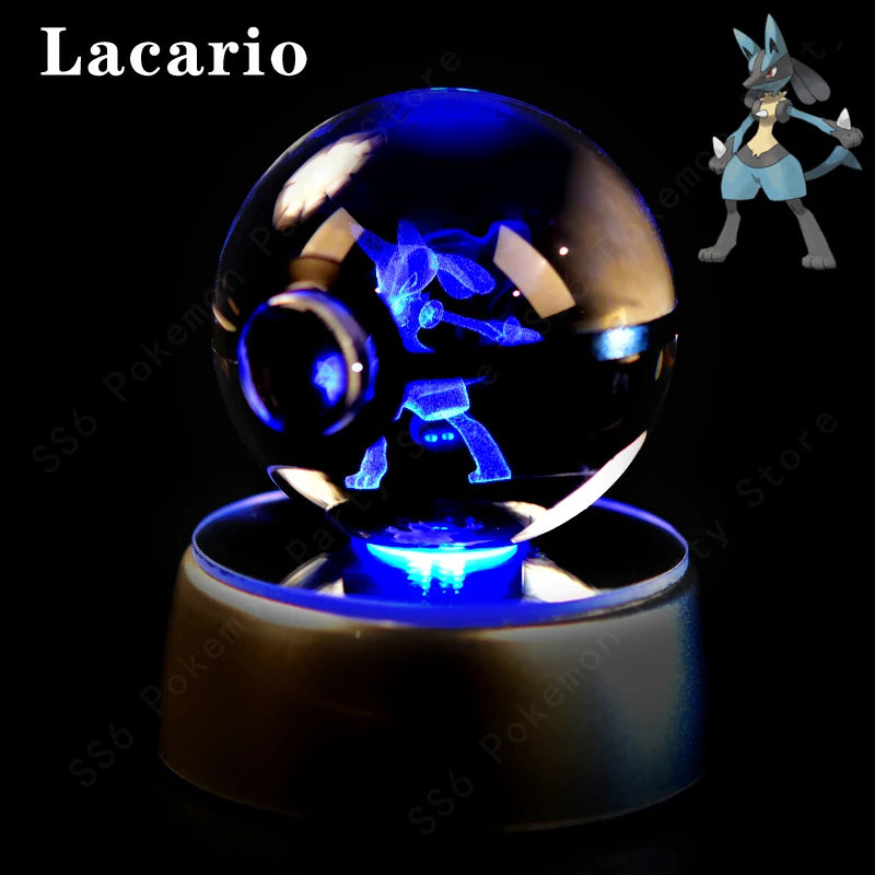 3D Crystal Ball LED Night Light – Pikachu, Mewtwo & More