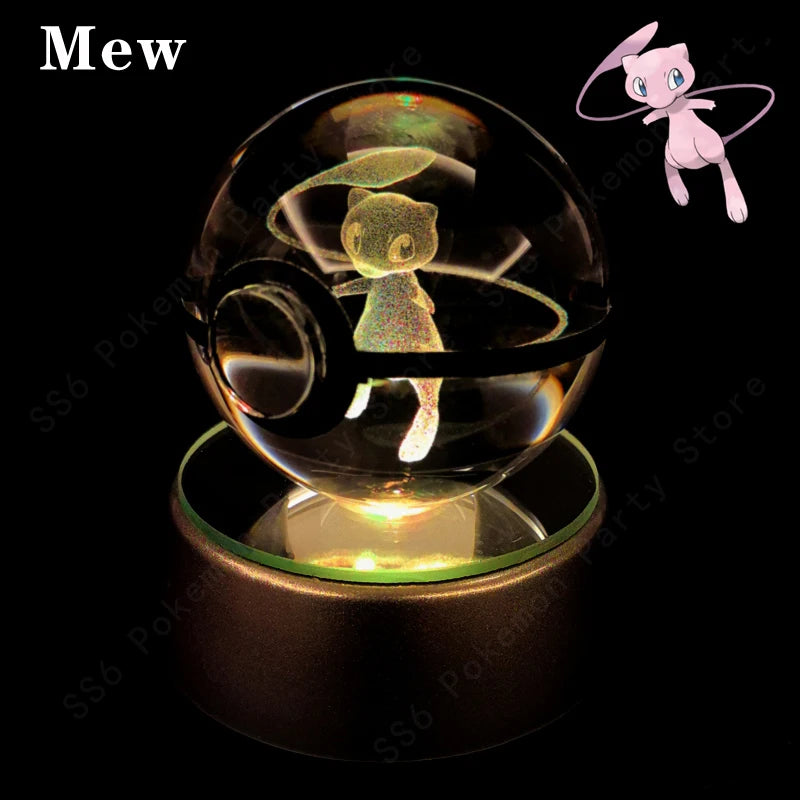 3D Crystal Ball LED Night Light – Pikachu, Mewtwo & More