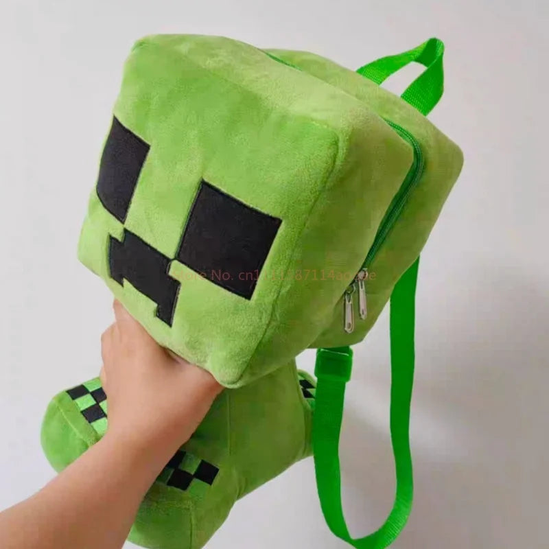 Minecraft Creeper Plush Backpack – Soft Gaming School Bag
