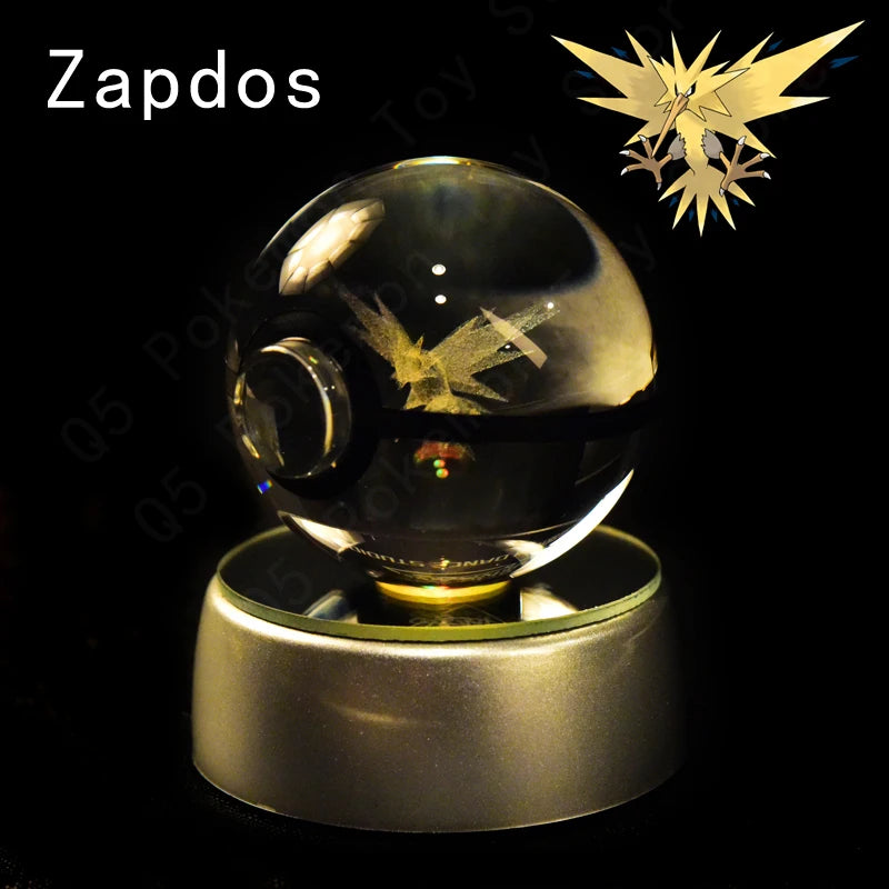 3D Crystal Ball LED Night Light – Pikachu, Mewtwo & More