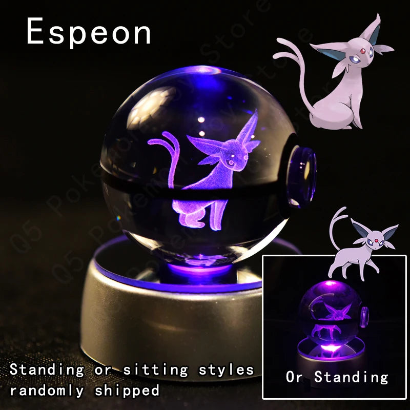 3D Crystal Ball LED Night Light – Pikachu, Mewtwo & More