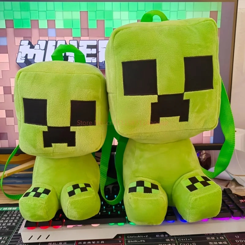 Minecraft Creeper Plush Backpack – Soft Gaming School Bag