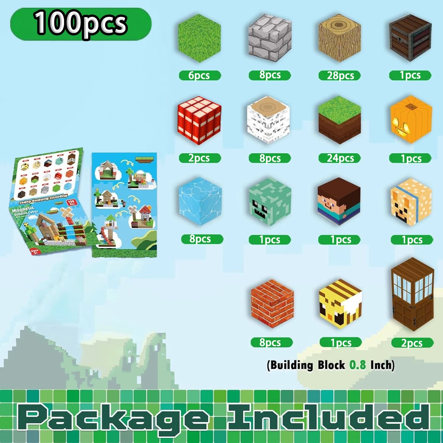 Minecraft Magnetic Building Blocks Set – Creative STEM Construction Toy