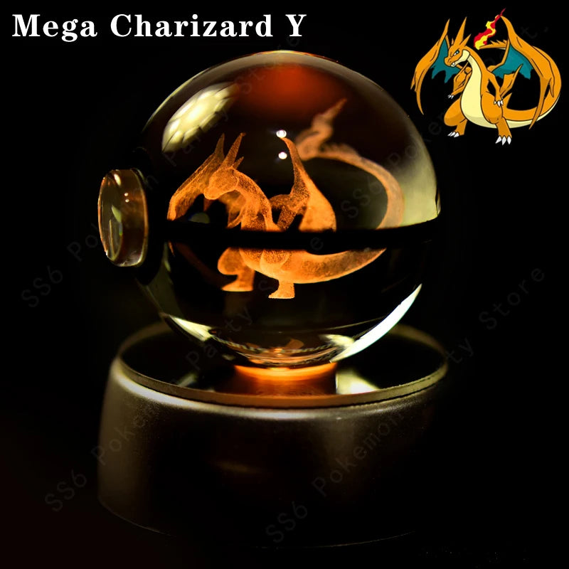 3D Crystal Ball LED Night Light – Pikachu, Mewtwo & More