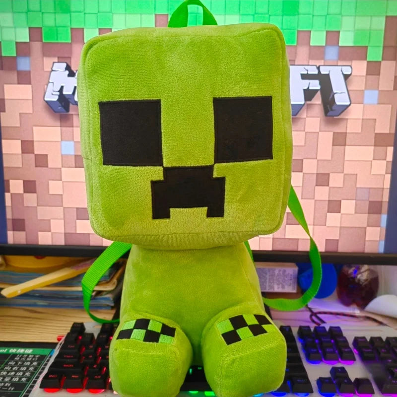 Minecraft Creeper Plush Backpack – Soft Gaming School Bag