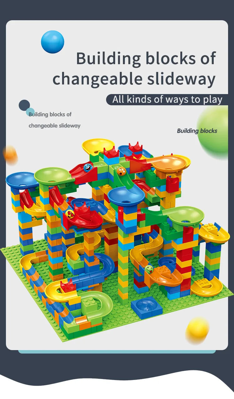 Marble Run Building Blocks Set – STEM Construction Toy for Kids
