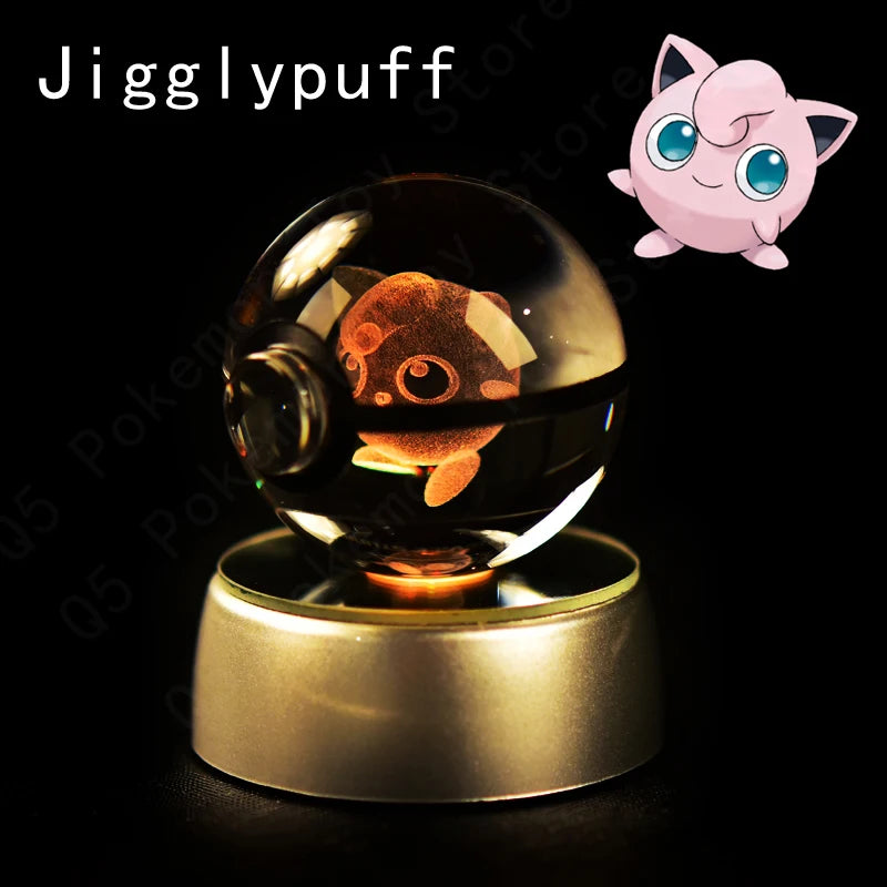 3D Crystal Ball LED Night Light – Pikachu, Mewtwo & More
